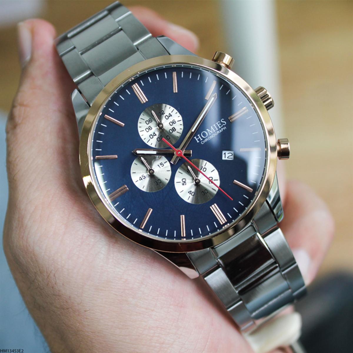 Homies HM13453E2 Pusulalı Takvimli Metal Kordon Analog Erkek Kol Saati