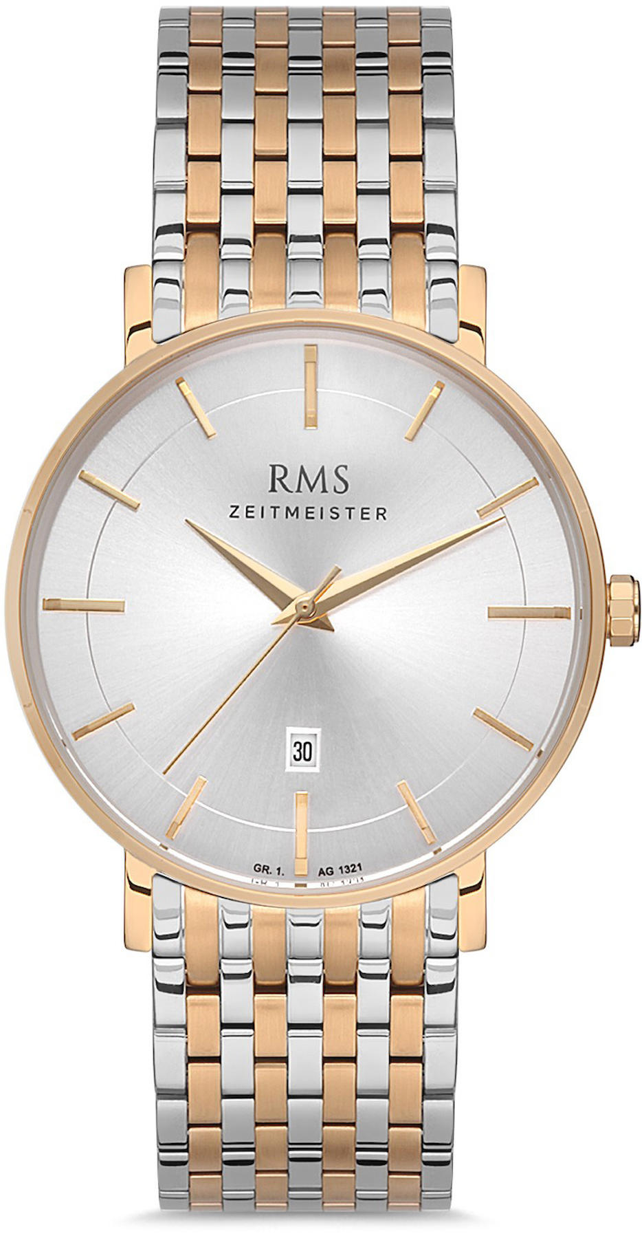 Romanson GR.1.AG1321.05 Takvimli 43 mm Gri-Sarı Çelik Kordon Analog Kol Saati