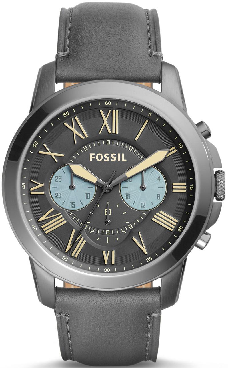 Fossil FS5183 Takvimli 44 mm Gri Deri Kordon Analog Kol Saati