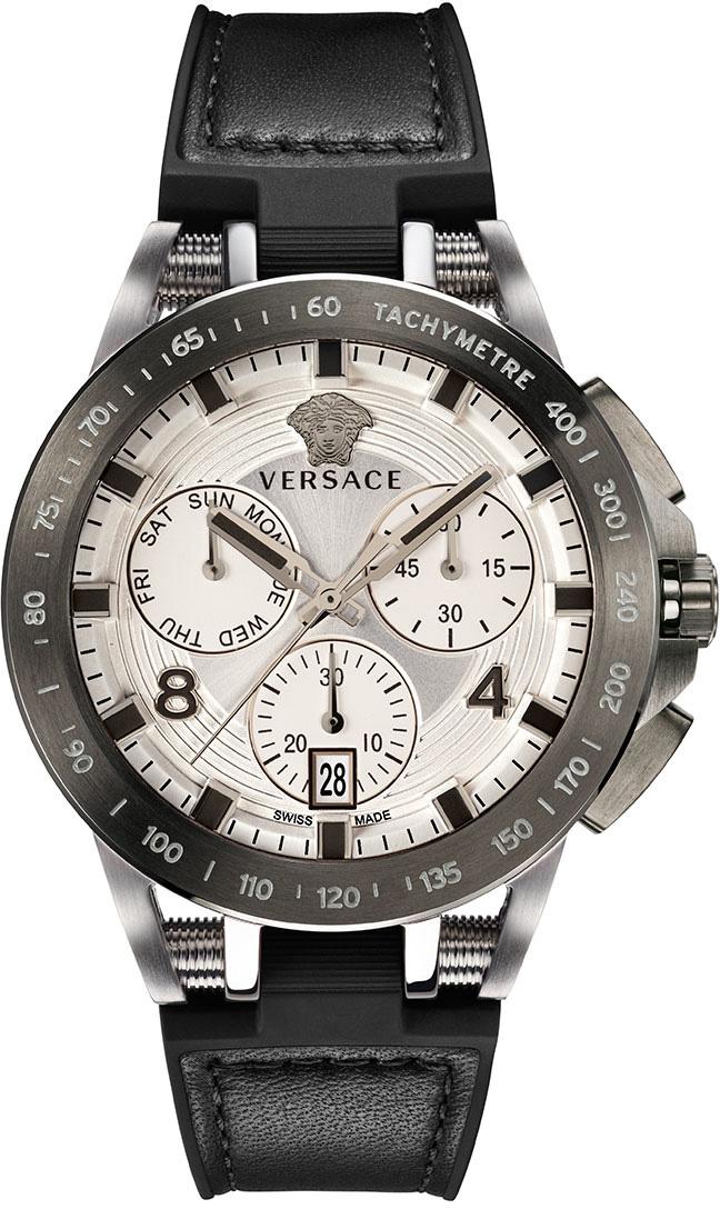 Versace VRSCVERB00118 Takvimli 45 mm Siyah Deri Kordon Analog Kol Saati