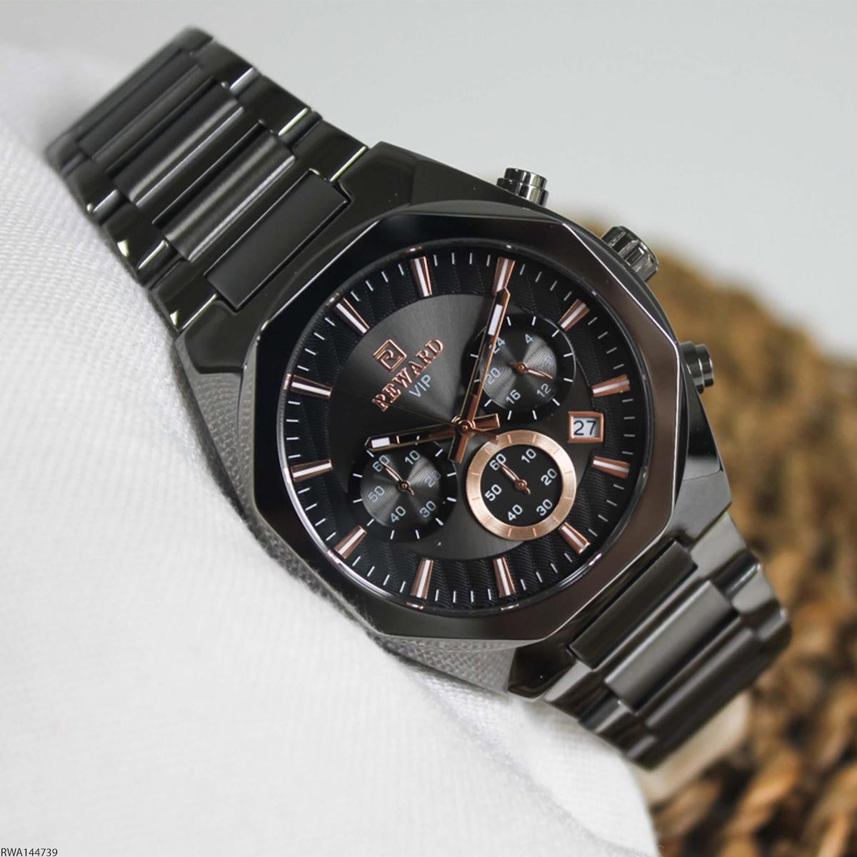Reward RWA144739 Takvimli 43 mm Füme Çelik Kordon Analog Erkek Kol Saati
