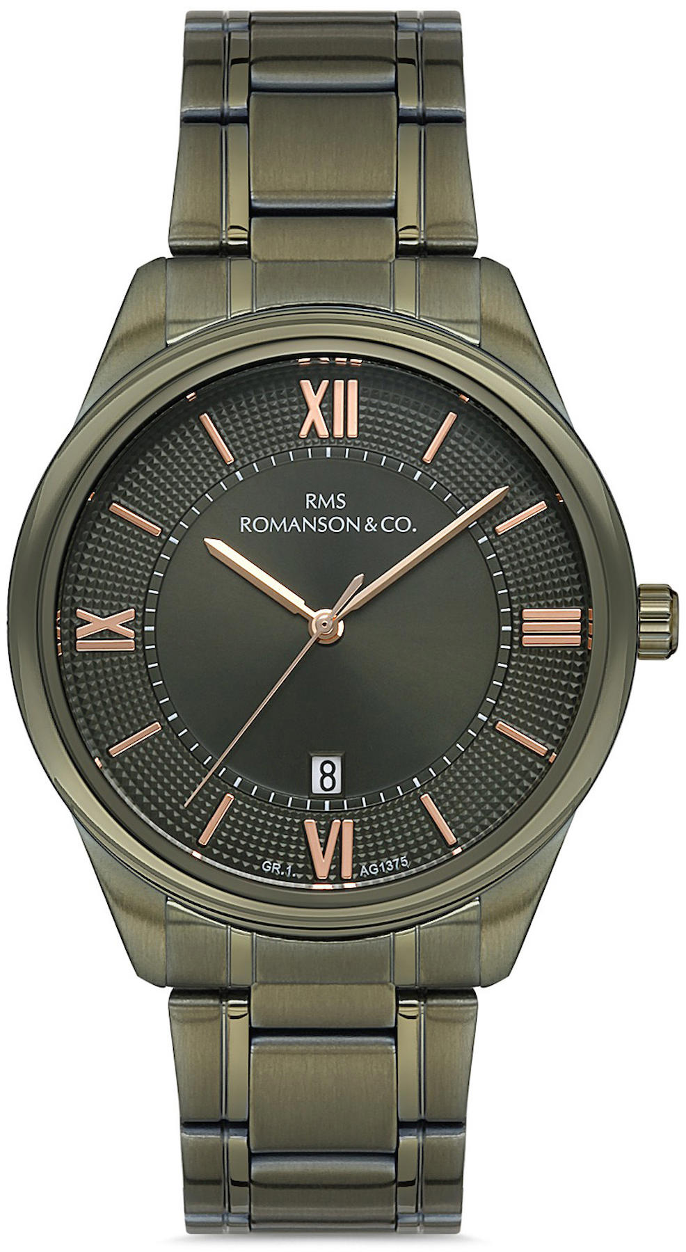 Romanson GR.1.AG1375.12 Takvimli 41 mm Yeşil Çelik Kordon Analog Kol Saati