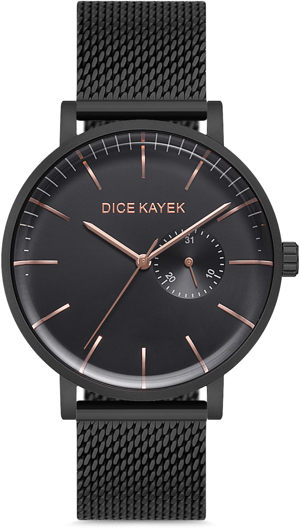 Dice Kayek DK.1.AG1237.06 Takvimli 42 mm Siyah Metal Kordon Analog Kol Saati