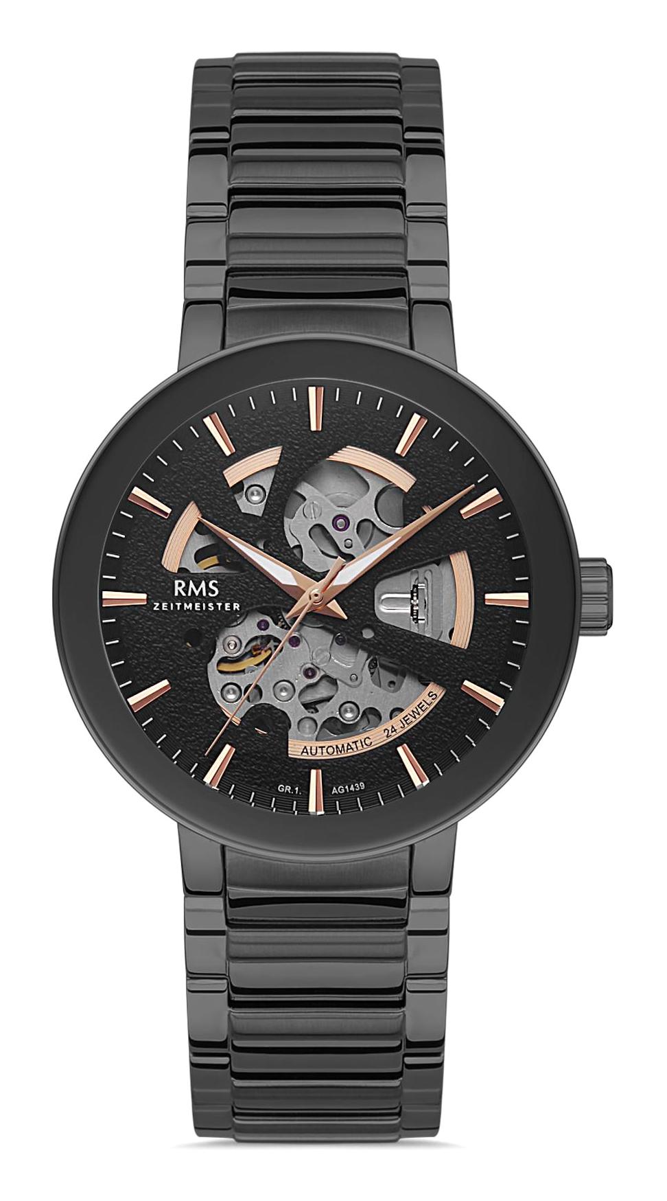 Romanson RMS.1.AG1439.04 42 mm Siyah Çelik Kordon Analog Erkek Kol Saati