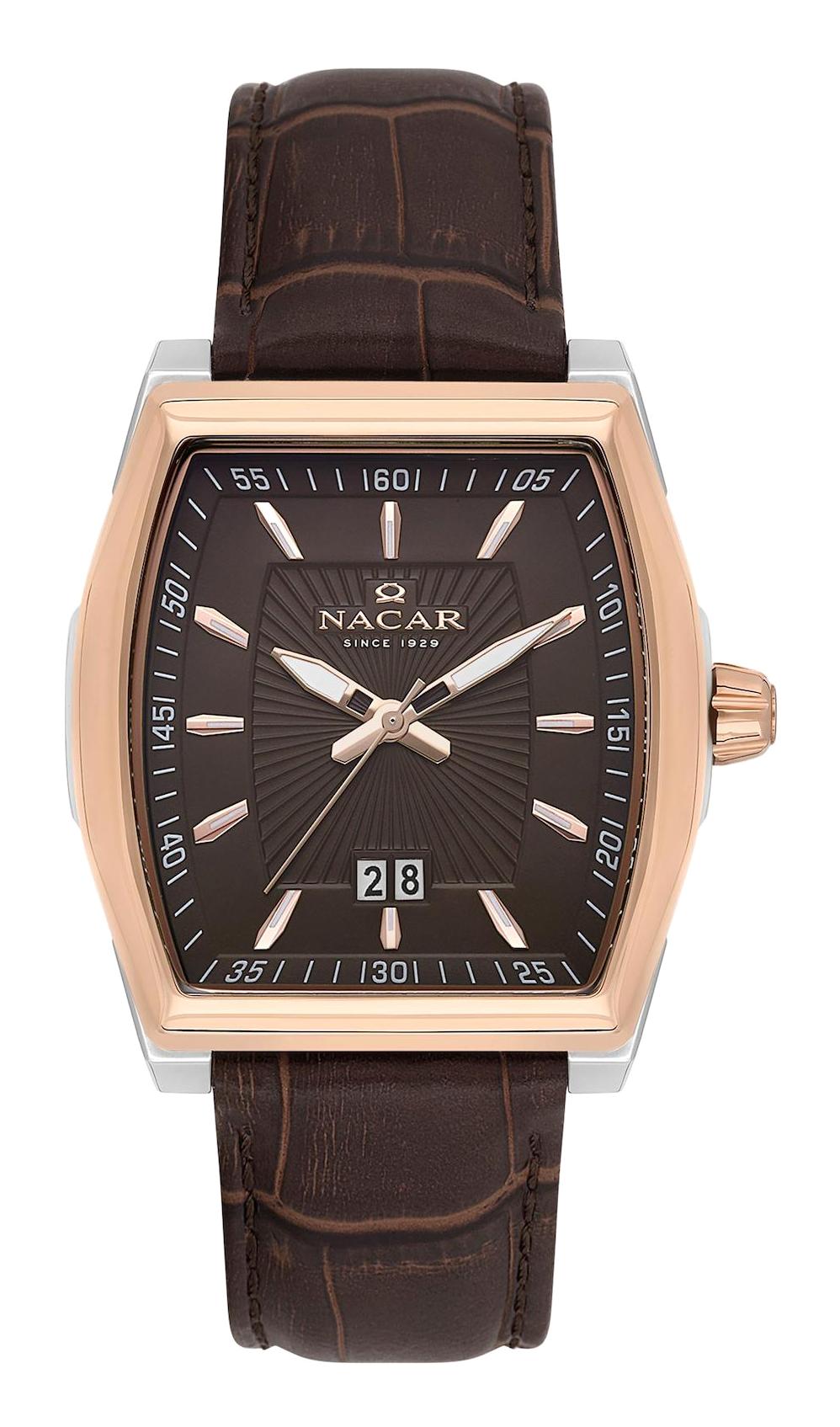 Nacar 3429B668EKL2 Takvimli 44 mm Kahverengi Çelik Kordon Analog Kol Saati