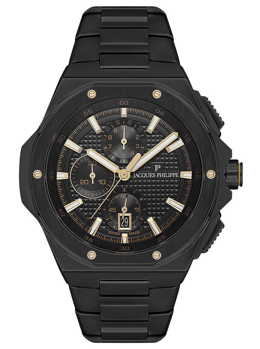 Jacques Philippe JPQGC484311 Pusulalı Takvimli 44 mm Siyah Çelik Kordon Analog Erkek Kol Saati