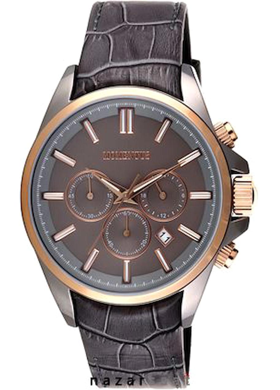Momentus FD320N-03YR Takvimli 44 mm Füme Deri Kordon Analog Erkek Kol Saati