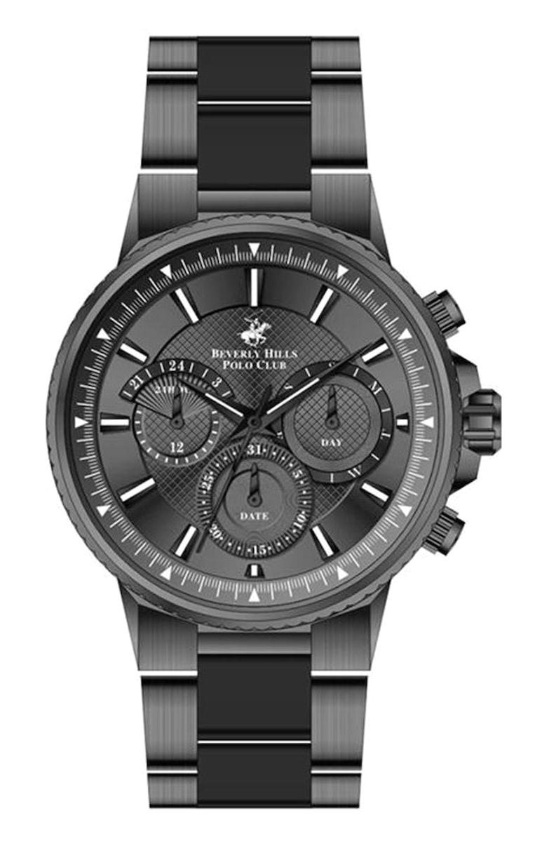 Beverly Hills Polo Club BP3047X060 Takvimli 44 mm Siyah Çelik Kordon Analog Kol Saati