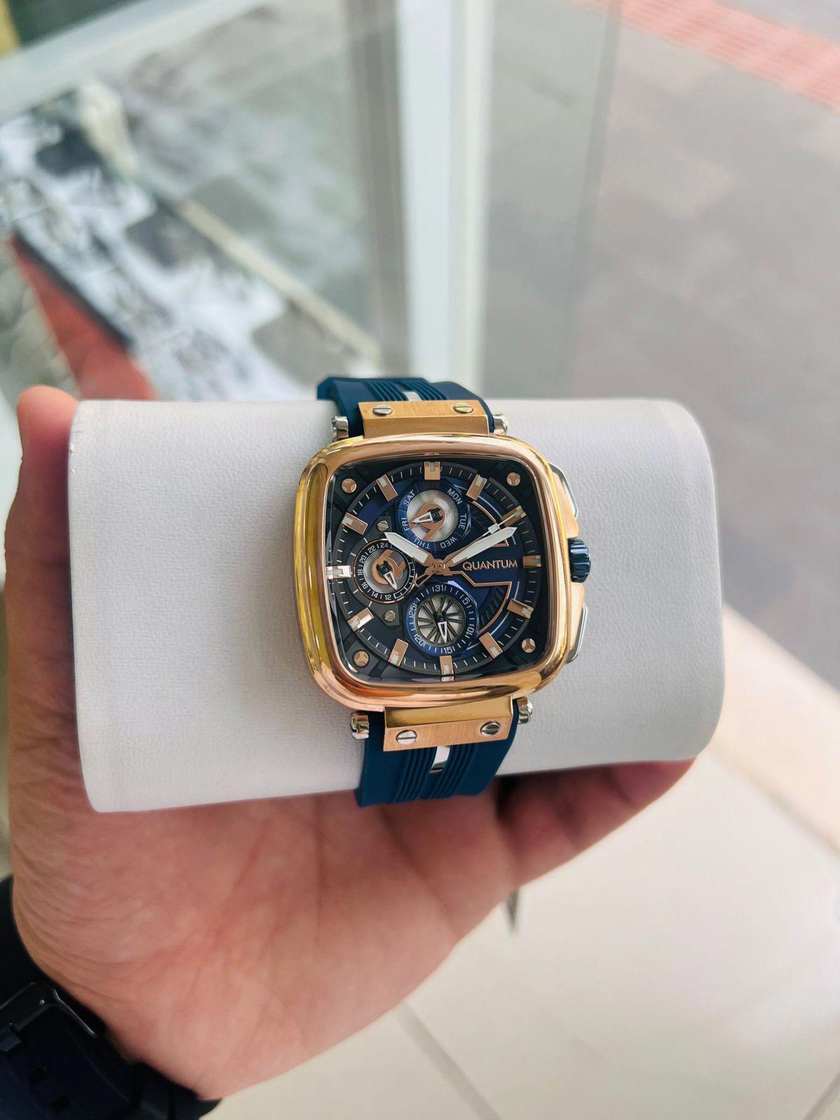Quantum PHAS7942-2 Takvimli 44 mm Lacivert Silikon Kordon Analog Erkek Kol Saati