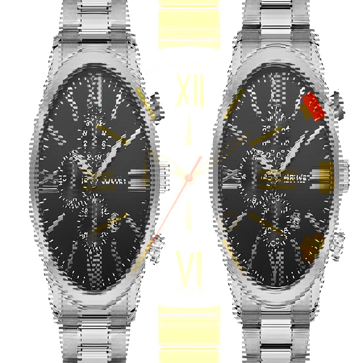 Northwest NW-2115-B Takvimli 44 mm Altın-Çelik Kordon Analog Kol Saati