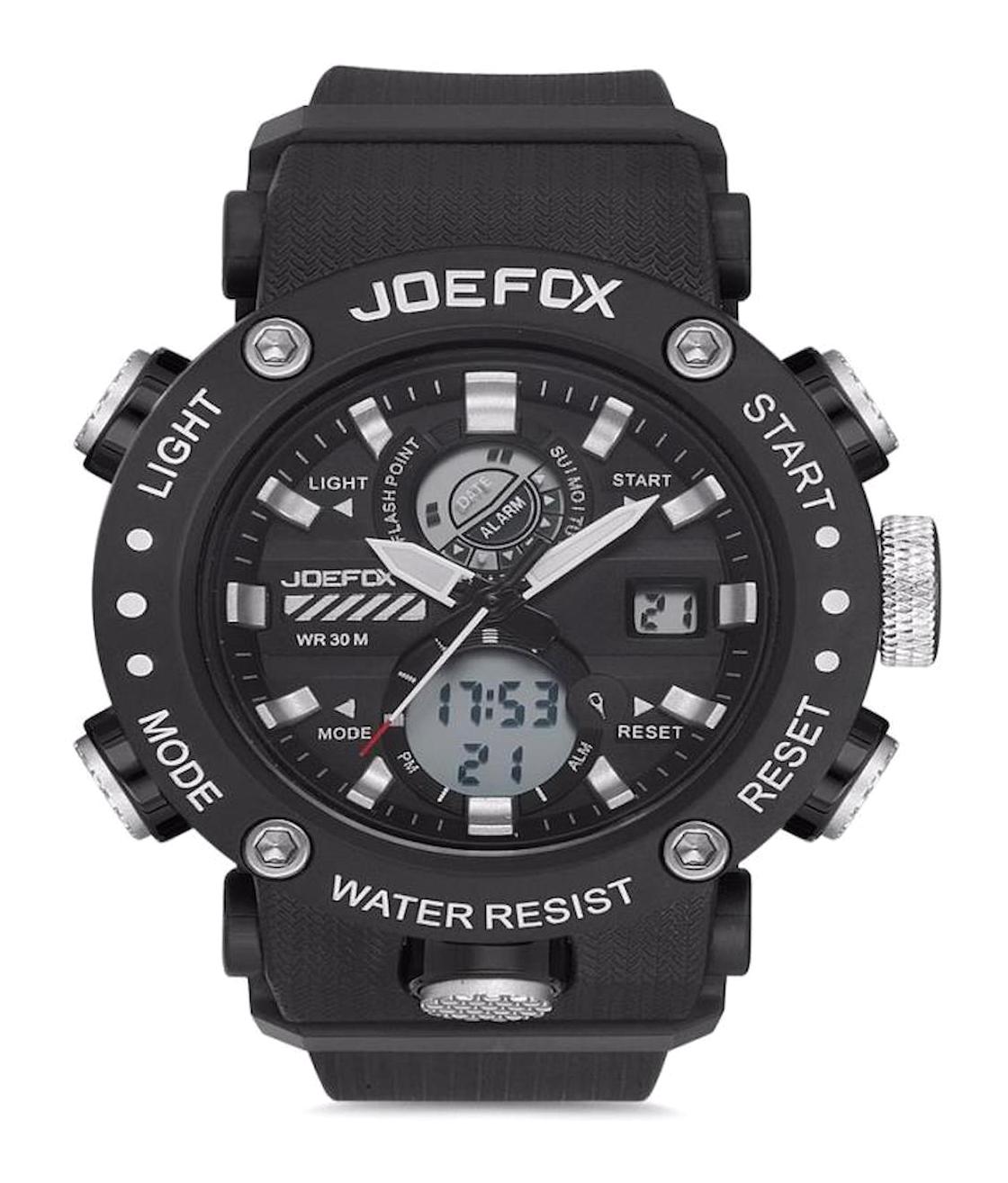 Joefox JFX1930MBLK Takvimli Siyah Plastik Kordon Analog Erkek Kol Saati