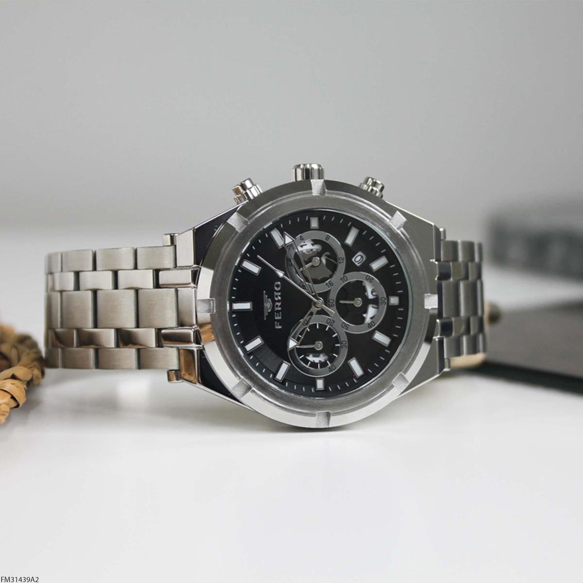 Ferro FM31439A2 Takvimli 45 mm Çelik Kordon Analog Erkek Kol Saati
