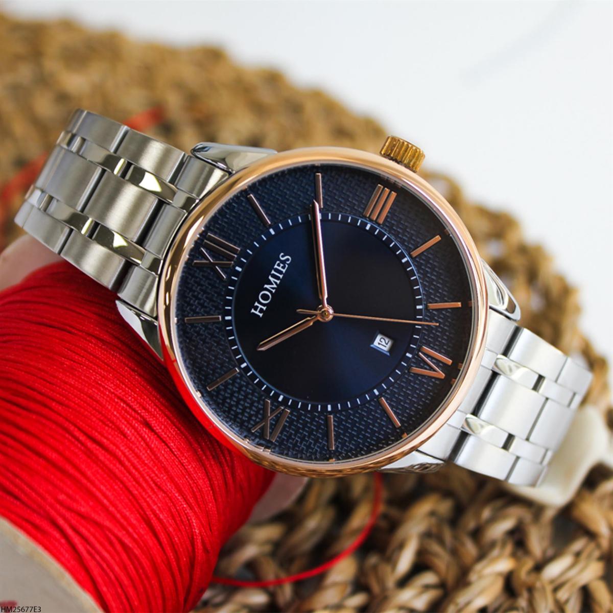 Homies HM25677E3 Pusulalı Takvimli 45 mm Çelik Kordon Analog Erkek Kol Saati