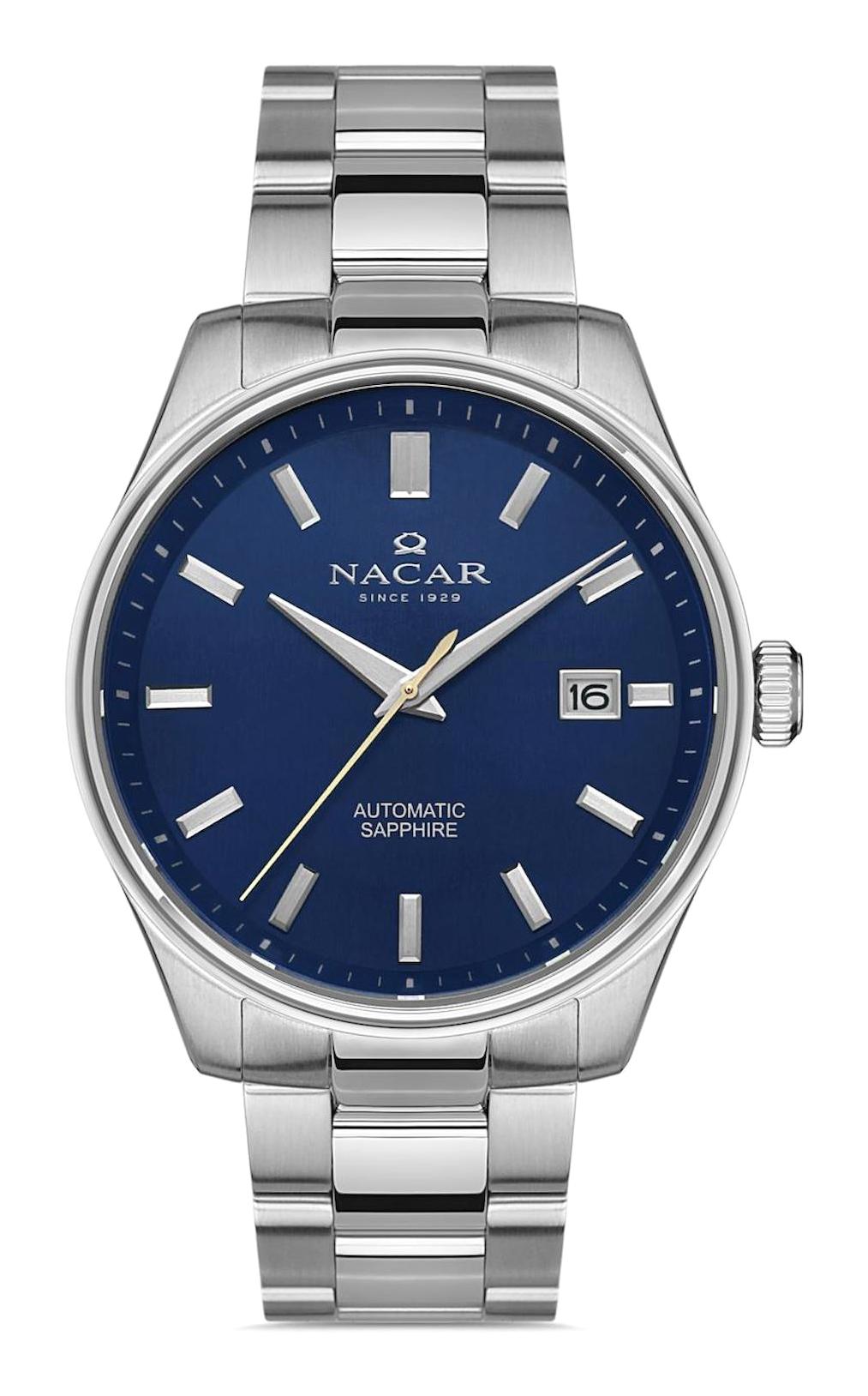 Nacar 172930283ALM Takvimli 44 mm Çelik Kordon Analog Kol Saati