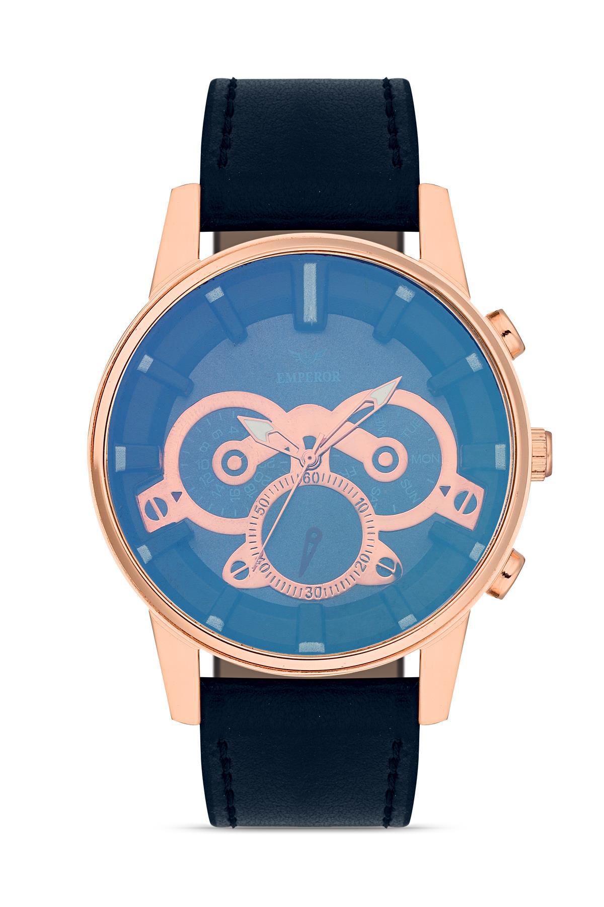 Emperor BREC23093 Takvimli 42 mm Siyah Deri Kordon Analog Erkek Kol Saati