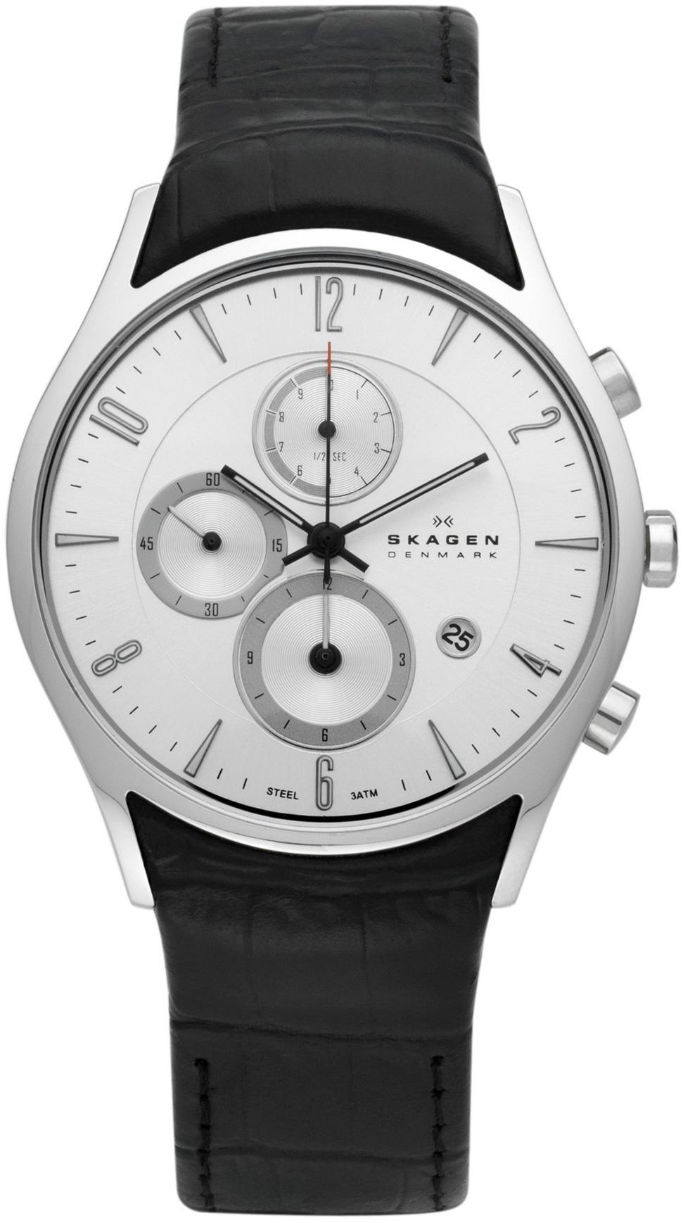 Skagen SKA329XLSLC Takvimli 40 mm Siyah Deri Kordon Analog Kol Saati