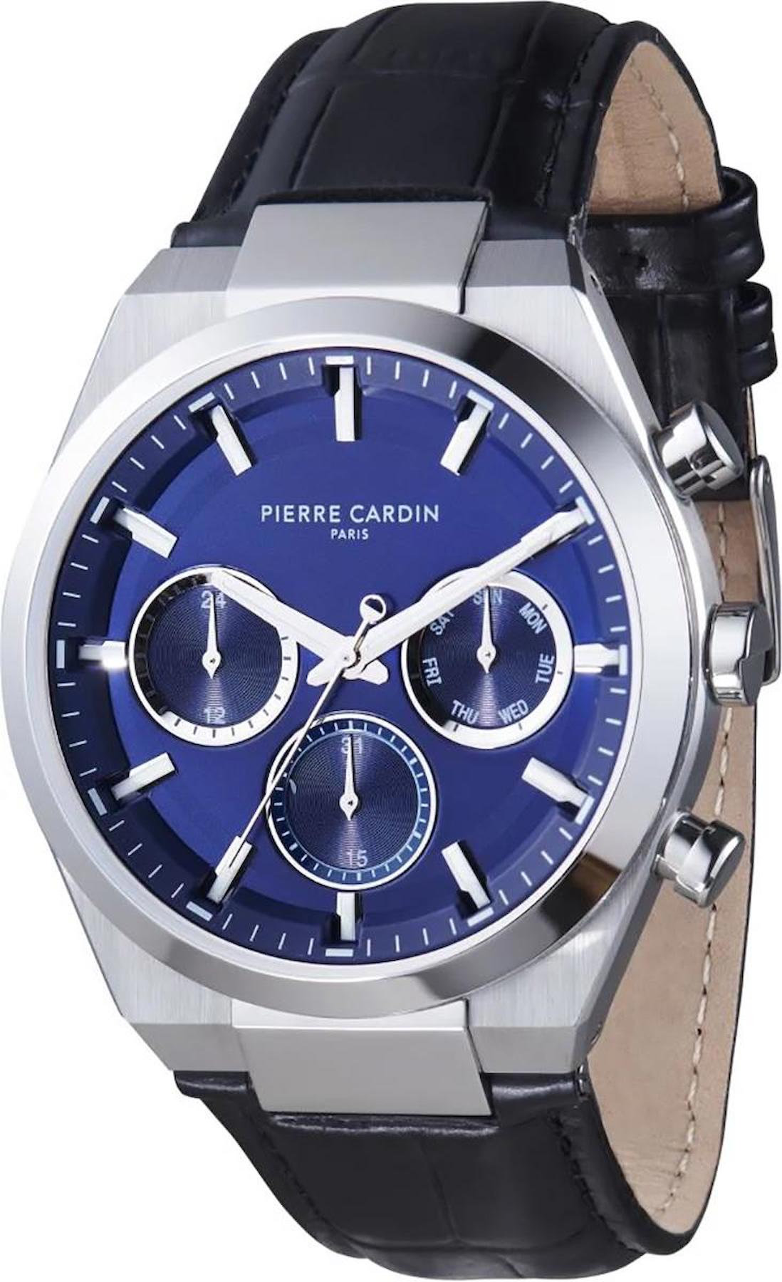 Pierre Cardin CML.0010 Takvimli 44 mm Siyah Deri Kordon Analog Erkek Kol Saati