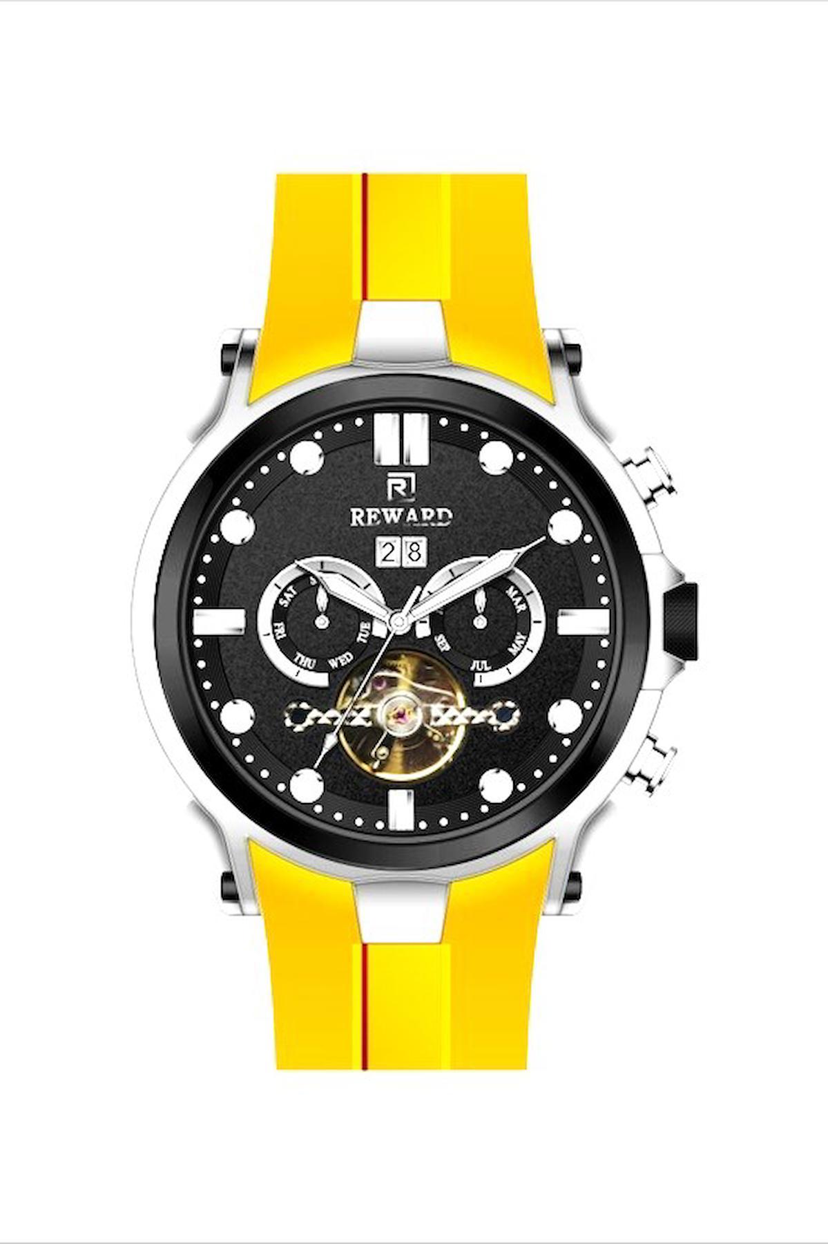 Reward A144944 Takvimli 47 mm Sarı Silikon Kordon Analog Erkek Kol Saati
