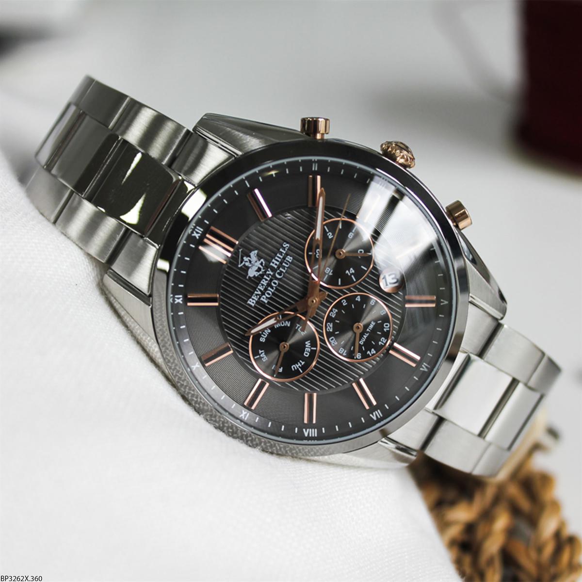 Beverly Hills Polo Club BP3262X360 Takvimli 44 mm Çelik Kordon Analog Erkek Kol Saati