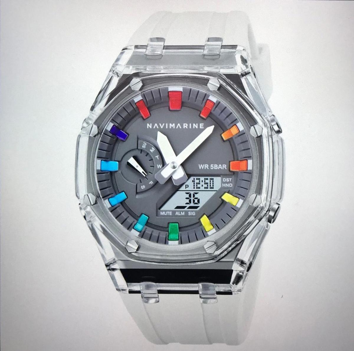 Navimarine AZR001-04 Takvimli 43 mm Beyaz Silikon Kordon Analog Kol Saati