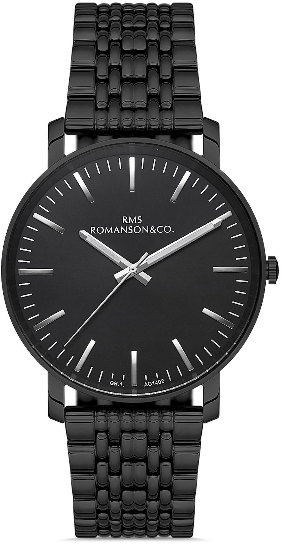 Romanson GR.1.AG1402.05 43 mm Siyah Çelik Kordon Analog Kol Saati