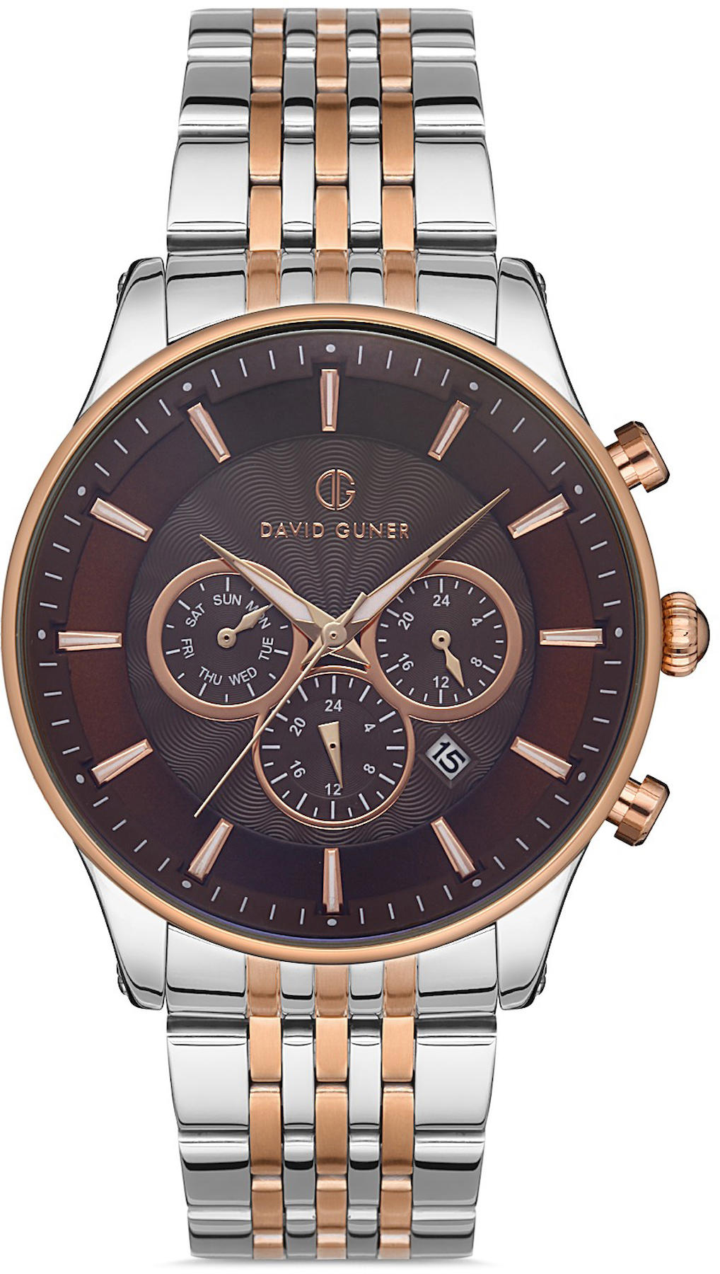 David Guner DG-8196GA-E6 Takvimli 42 mm Gri-Rose Gold Çelik Kordon Analog Kol Saati