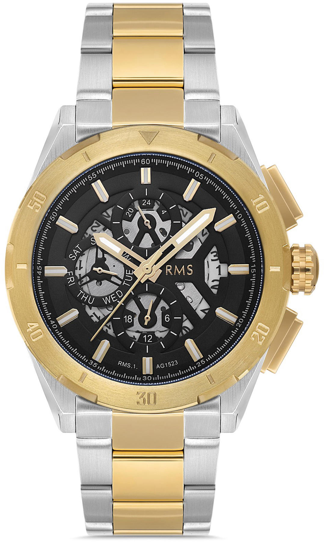 Romanson RMS.1.AG1523.09 Takvimli 44 mm Altın - Beyaz Çelik Kordon Analog Kol Saati