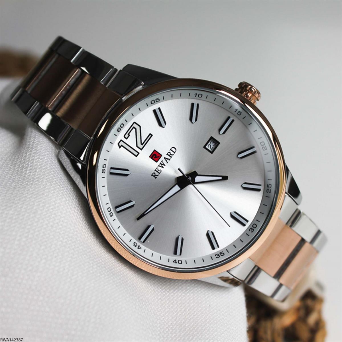 Reward RWA142387 Takvimli 44 mm Gri-Rose Gold Metal Kordon Analog Erkek Kol Saati