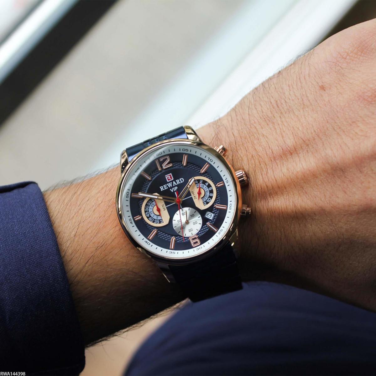 Reward RWA144398 Takvimli 45 mm Siyah Çelik Kordon Analog Erkek Kol Saati