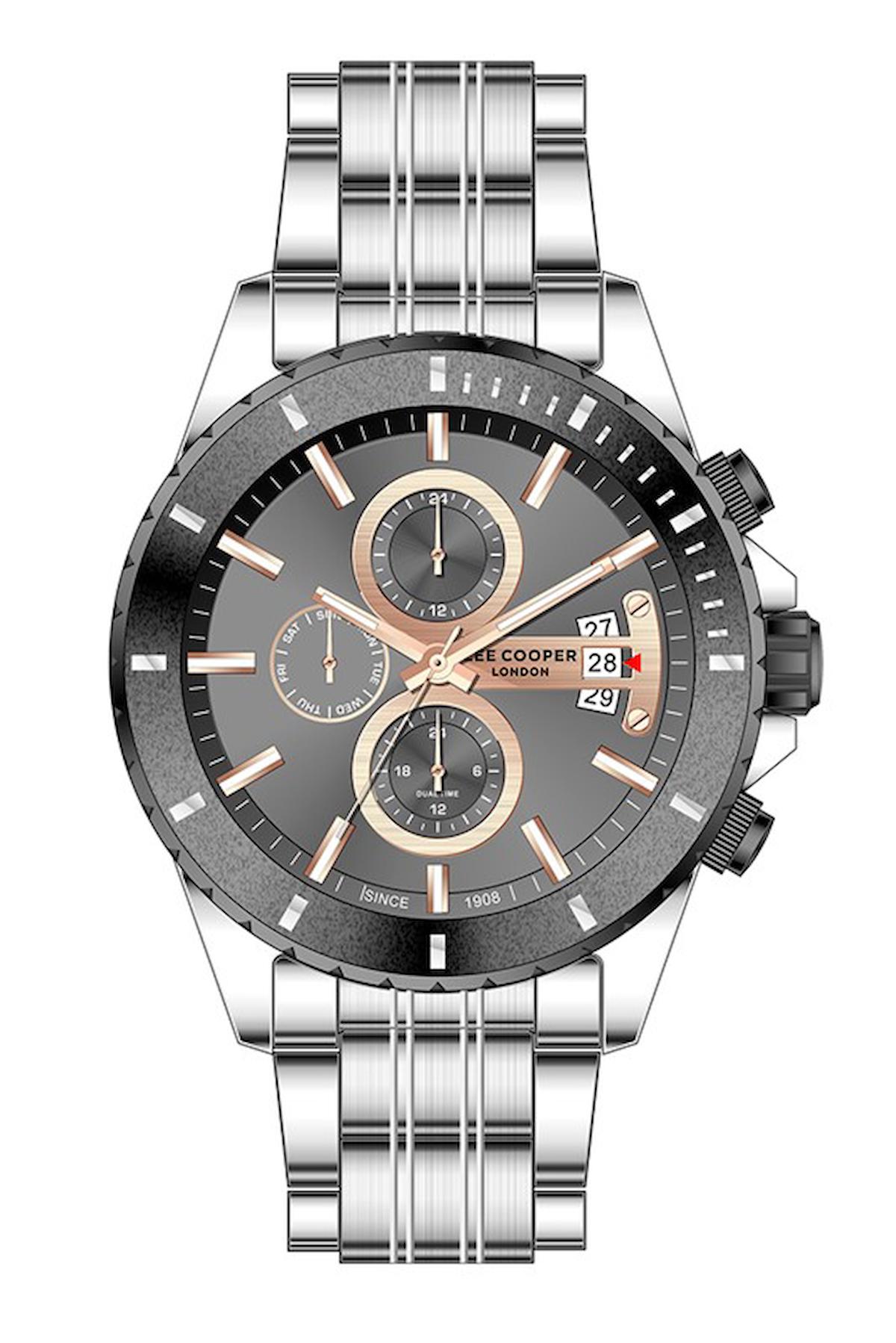 Lee Cooper LC07529.060-MP Takvimli 44 mm Çelik Kordon Analog Erkek Kol Saati