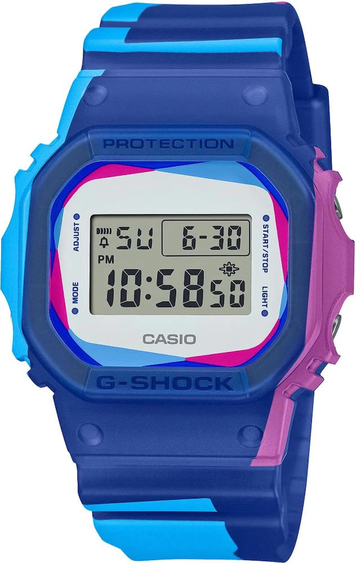 Casio DWE-5600PR-2D Takvimli 44 mm Çok Renkli Silikon Kordon Dijital Kol Saati