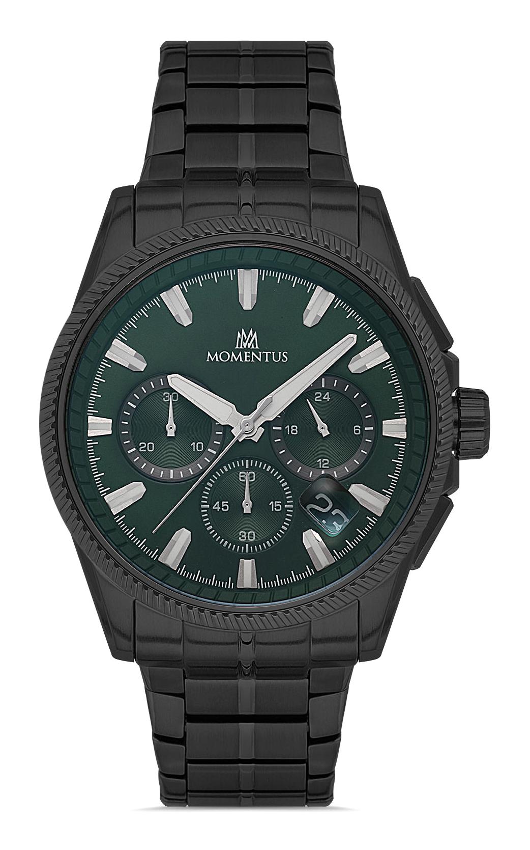 Momentus SM386N-15SN Takvimli 44 mm Siyah Çelik Kordon Analog Erkek Kol Saati