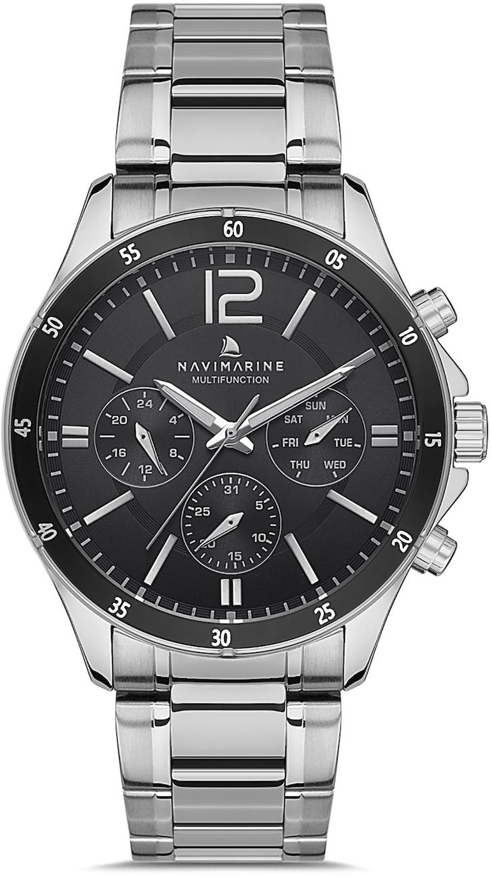 Navimarine NM129-02 Takvimli 45 mm Çelik Kordon Analog Kol Saati