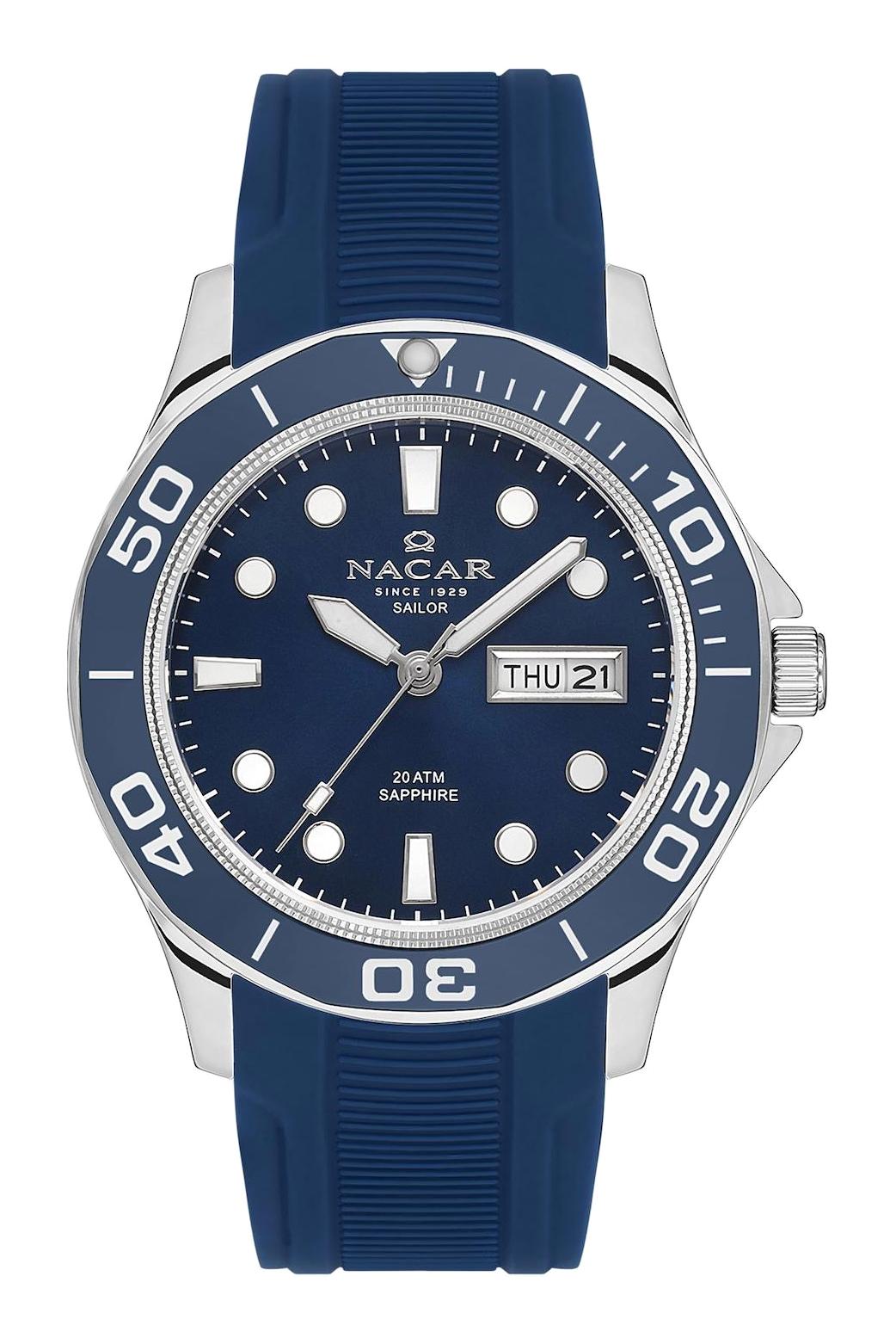 Nacar 3429B509ALS3 Takvimli 44 mm Lacivert Çelik Kordon Analog Kol Saati