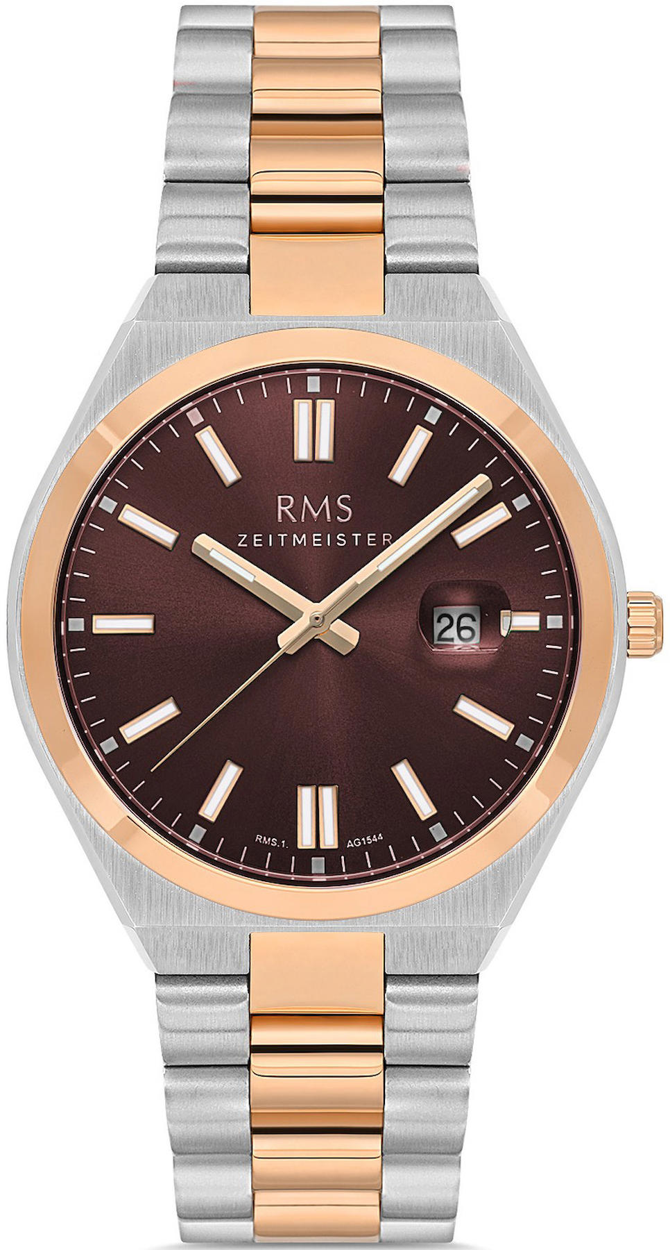 Romanson RMS.1.AG1544.07 Takvimli 43 mm Altın - Beyaz Çelik Kordon Analog Kol Saati