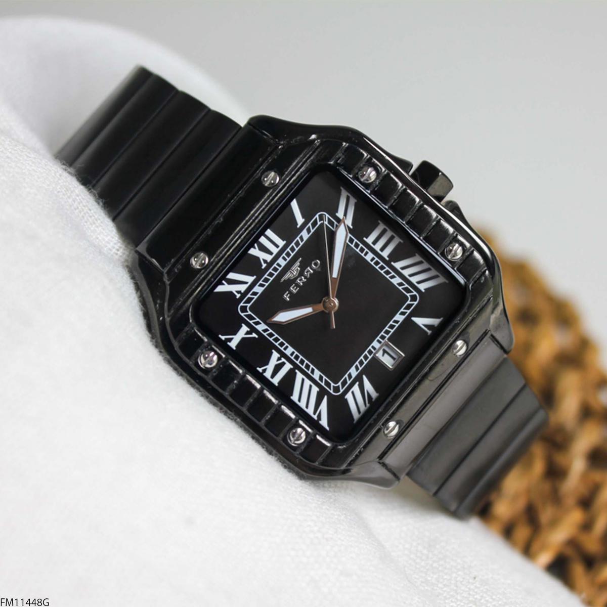 Ferro FM11448G Takvimli 40 mm Siyah Çelik Kordon Analog Erkek Kol Saati