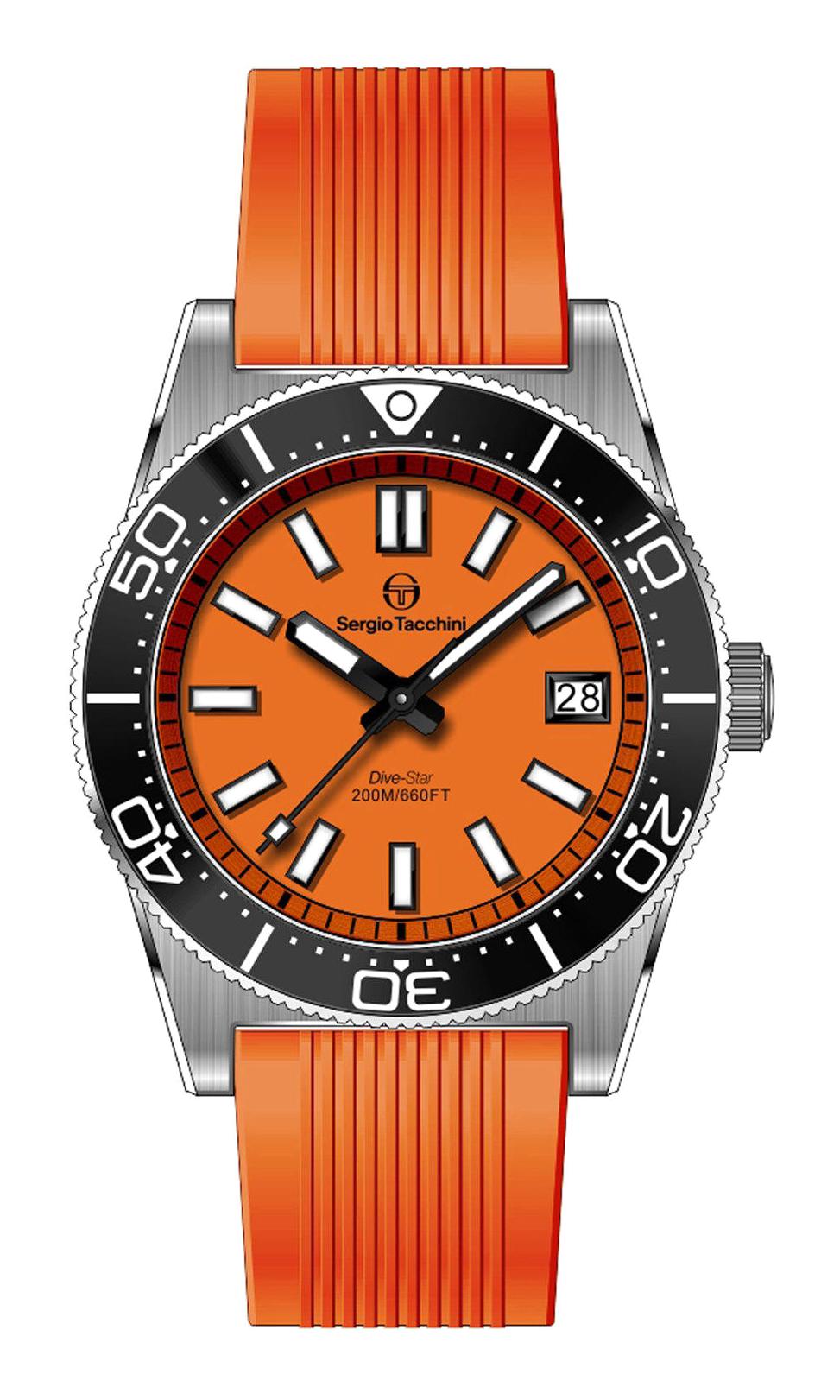 Sergio Tacchini ST.3.10005.4 Takvimli 38.5 mm Turuncu Silikon Kordon Analog Erkek Kol Saati