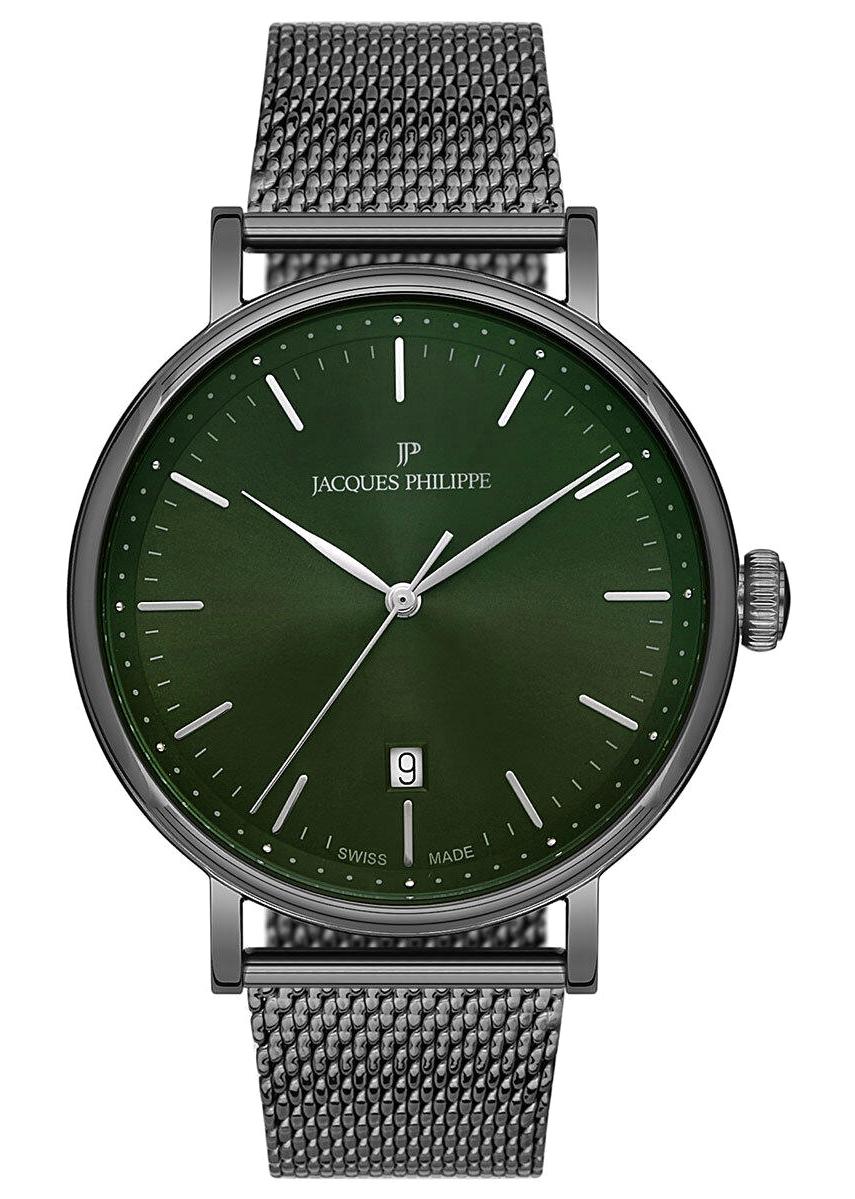 Jacques Philippe JPQGS0182X7 Takvimli 42 mm Füme Çelik Kordon Analog Erkek Kol Saati