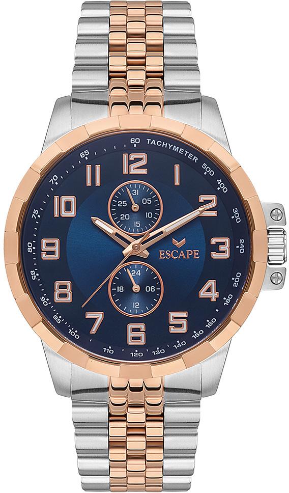 Escape ESCP102402 Takvimli 45 mm Gri-Rose Gold Çelik Kordon Analog Erkek Kol Saati