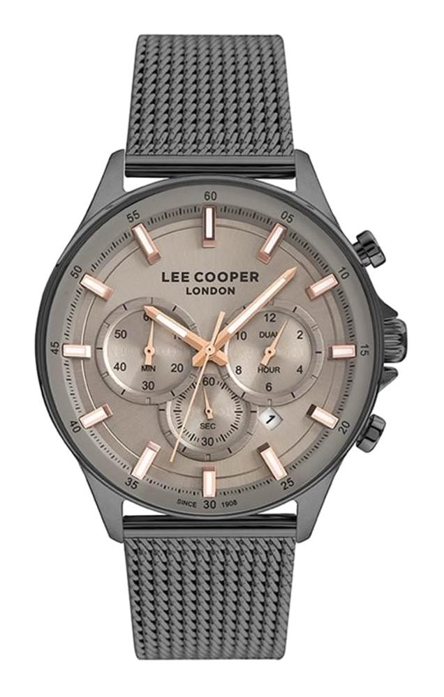 Lee Cooper LC07222.060 Takvimli 41-45 mm Füme Çelik Kordon Analog Kol Saati