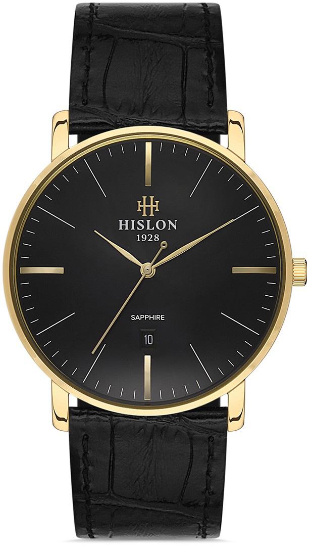 Hislon CL124G-04BG Takvimli 40 mm Siyah Deri Kordon Analog Erkek Kol Saati