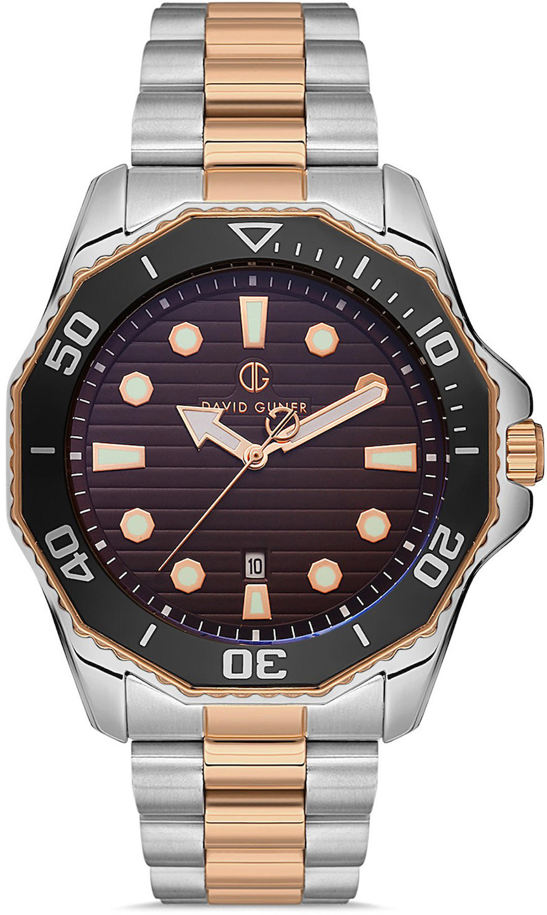 David Guner DG-8394GA-E6 Takvimli 42 mm Gri-Rose Gold Çelik Kordon Analog Kol Saati