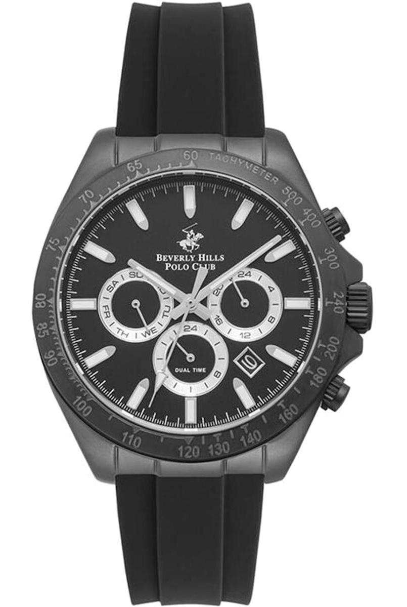 Beverly Hills Polo Club BP3010X651 Takvimli 42 mm Siyah Silikon Kordon Analog Kol Saati