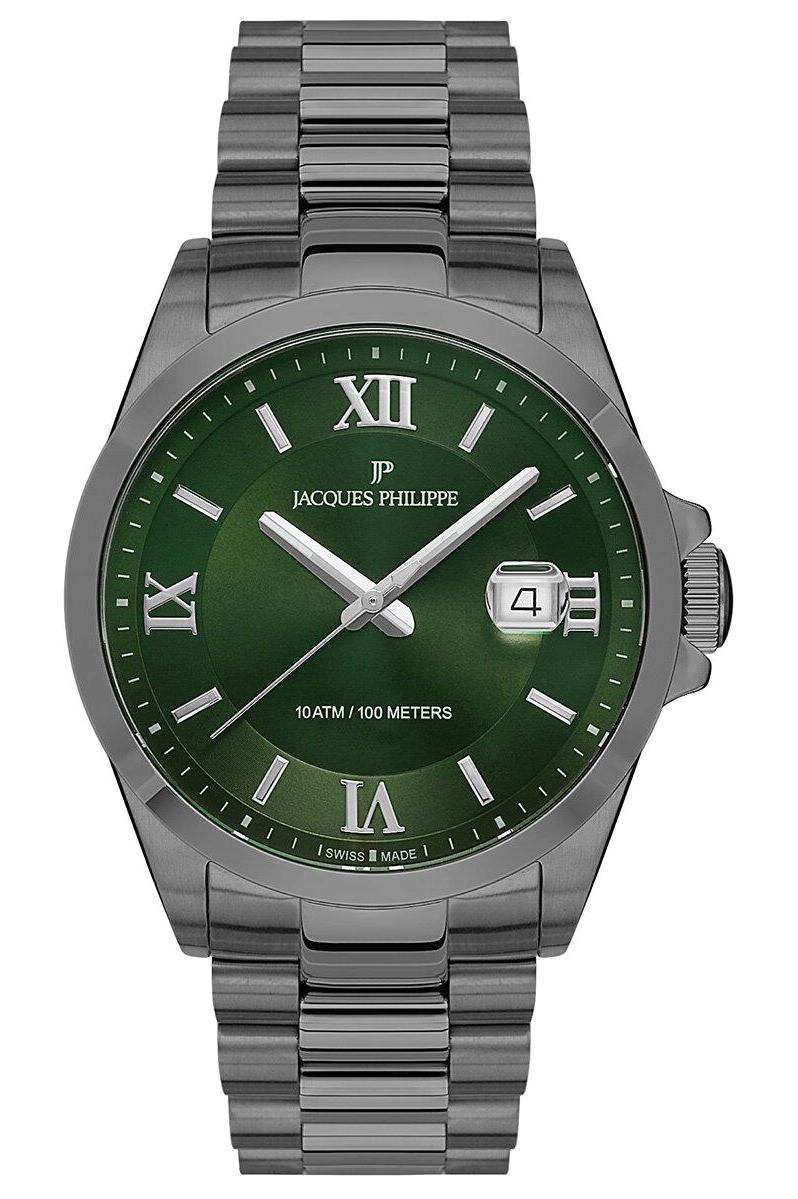 Jacques Philippe JPQGS3383X7 Takvimli 41 mm Füme Çelik Kordon Analog Erkek Kol Saati