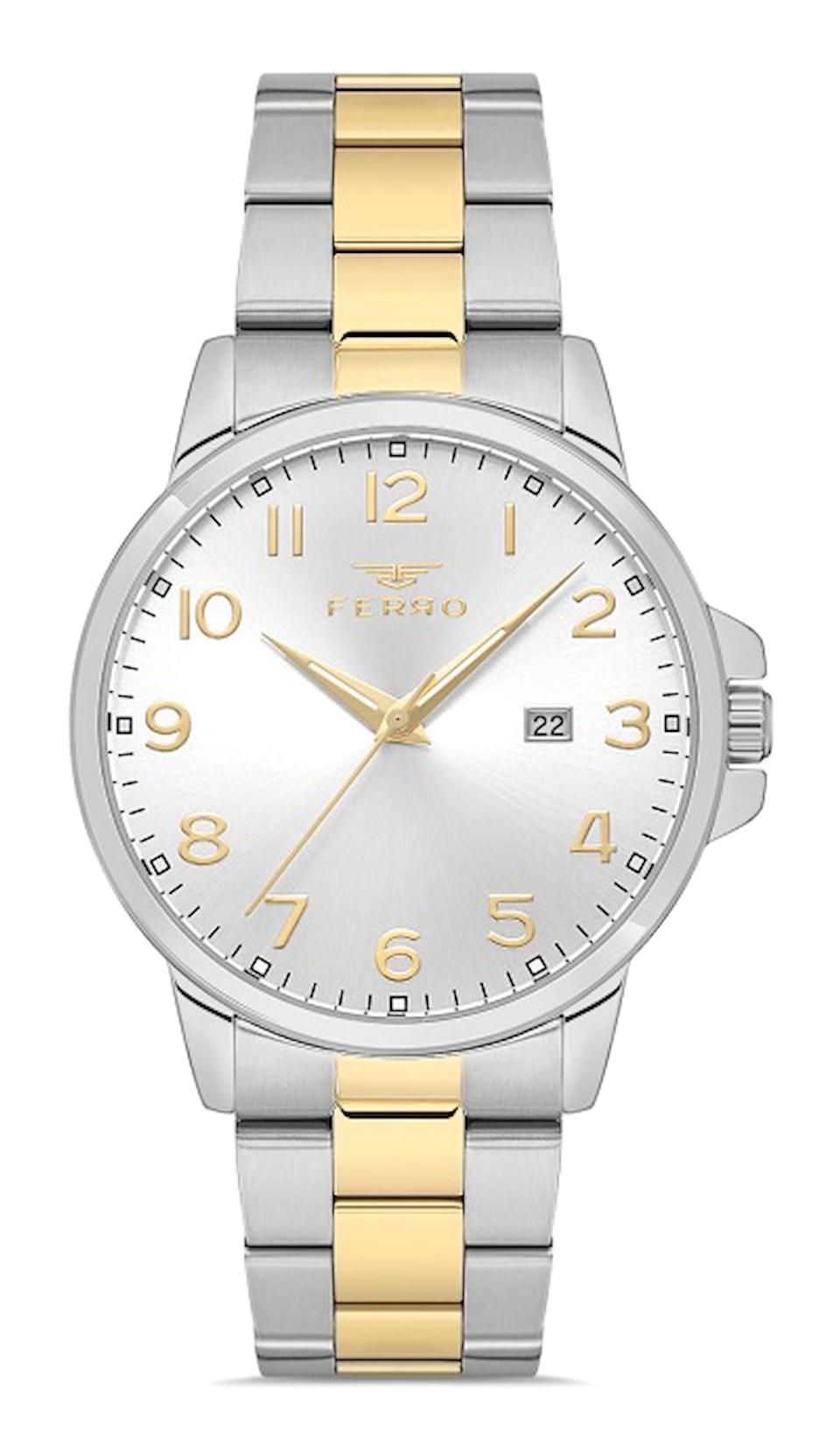 Ferro F11392A-D Takvimli 44 mm Altın-Metal Kordon Analog Erkek Kol Saati