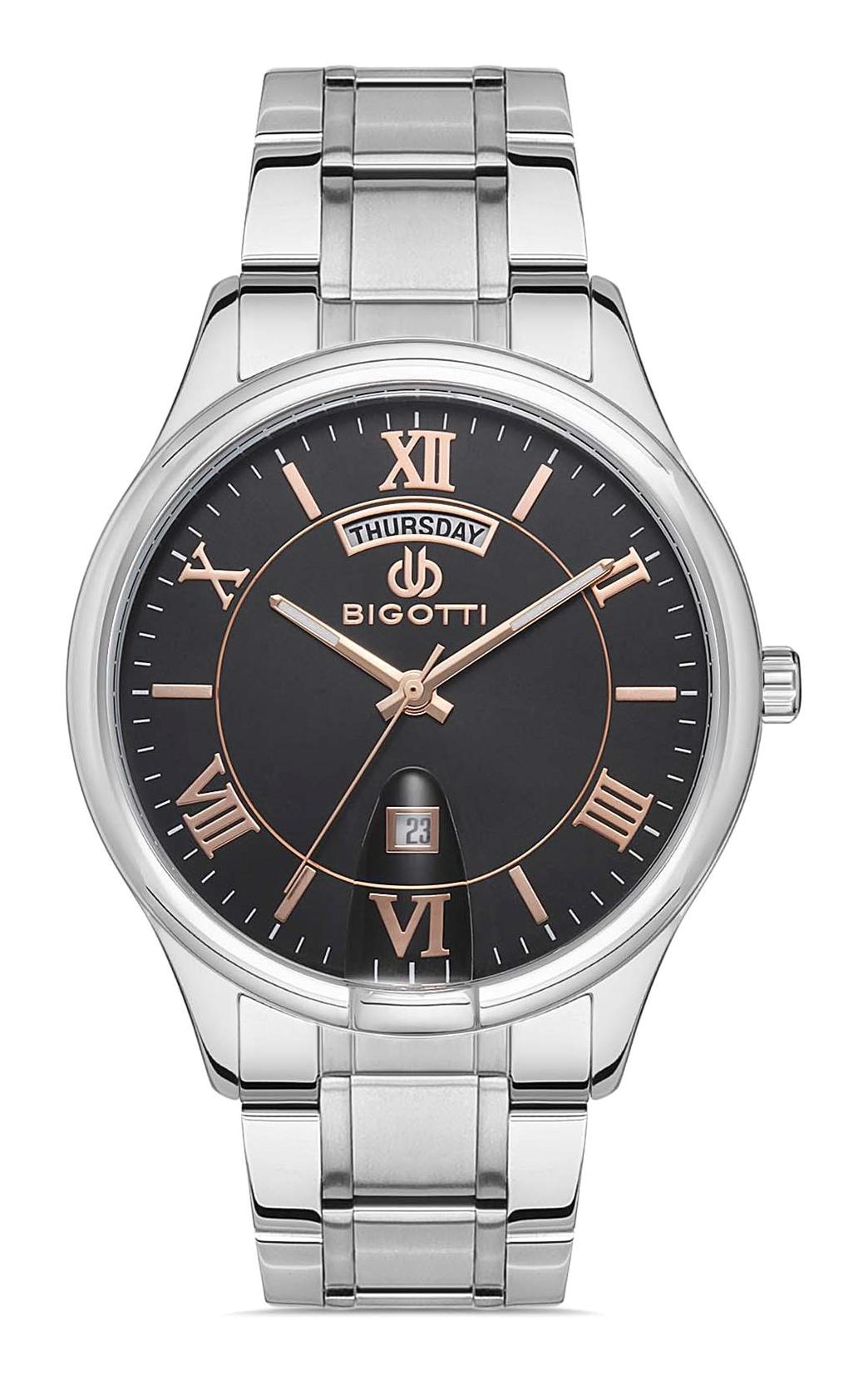 Bigotti BG.1.10414.1 Takvimli 44 mm Çelik Kordon Analog Erkek Kol Saati