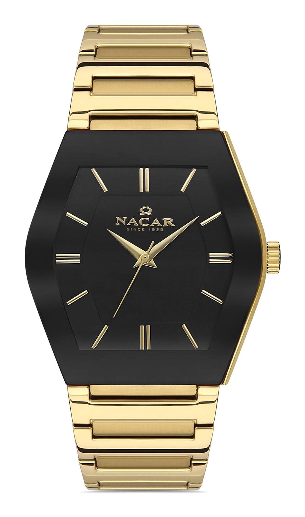 Nacar 36291046DBCM Takvimli 44 mm Altın Çelik Kordon Analog Kol Saati