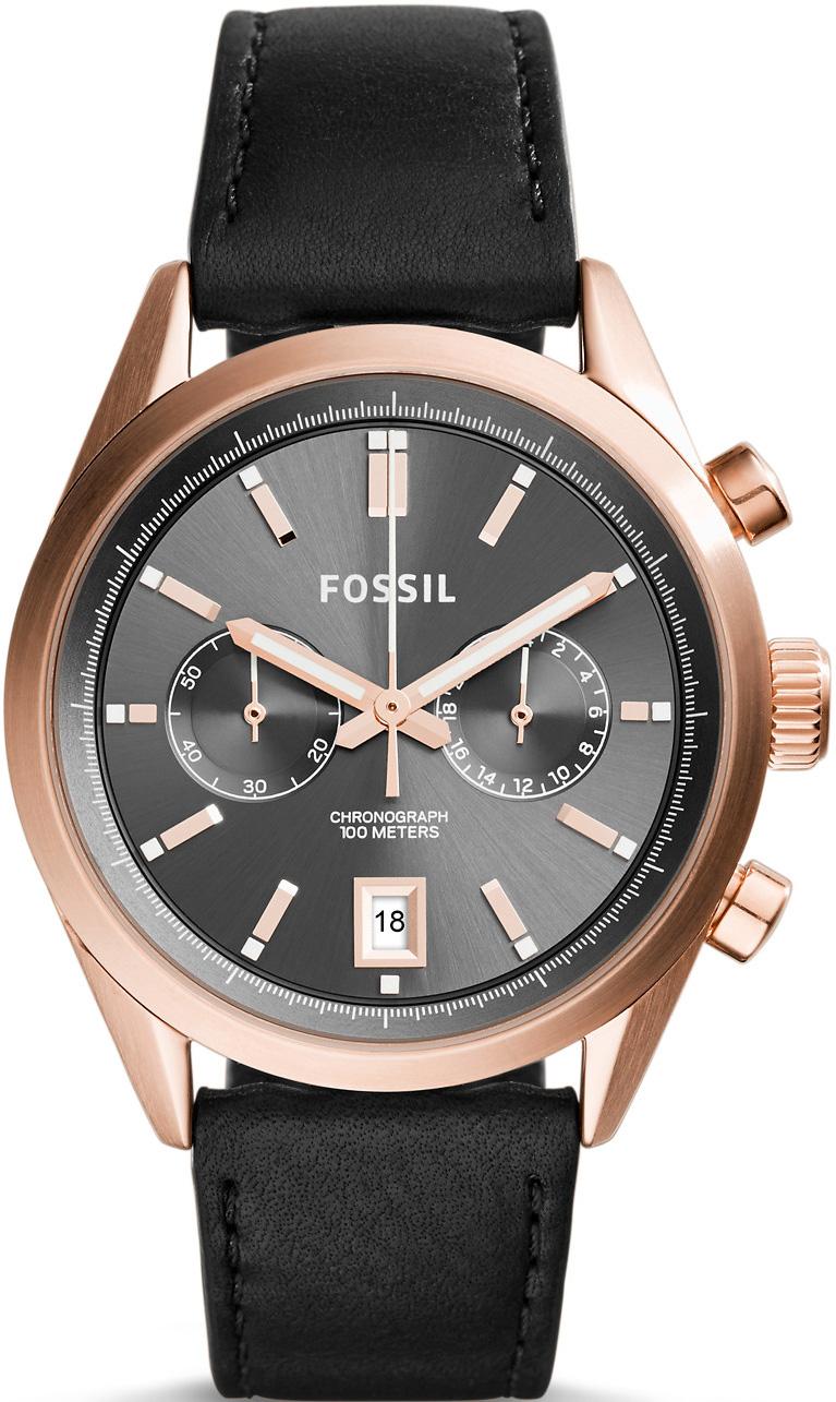 Fossil CH2991 Takvimli 46-50 mm Siyah Deri Kordon Analog Kol Saati