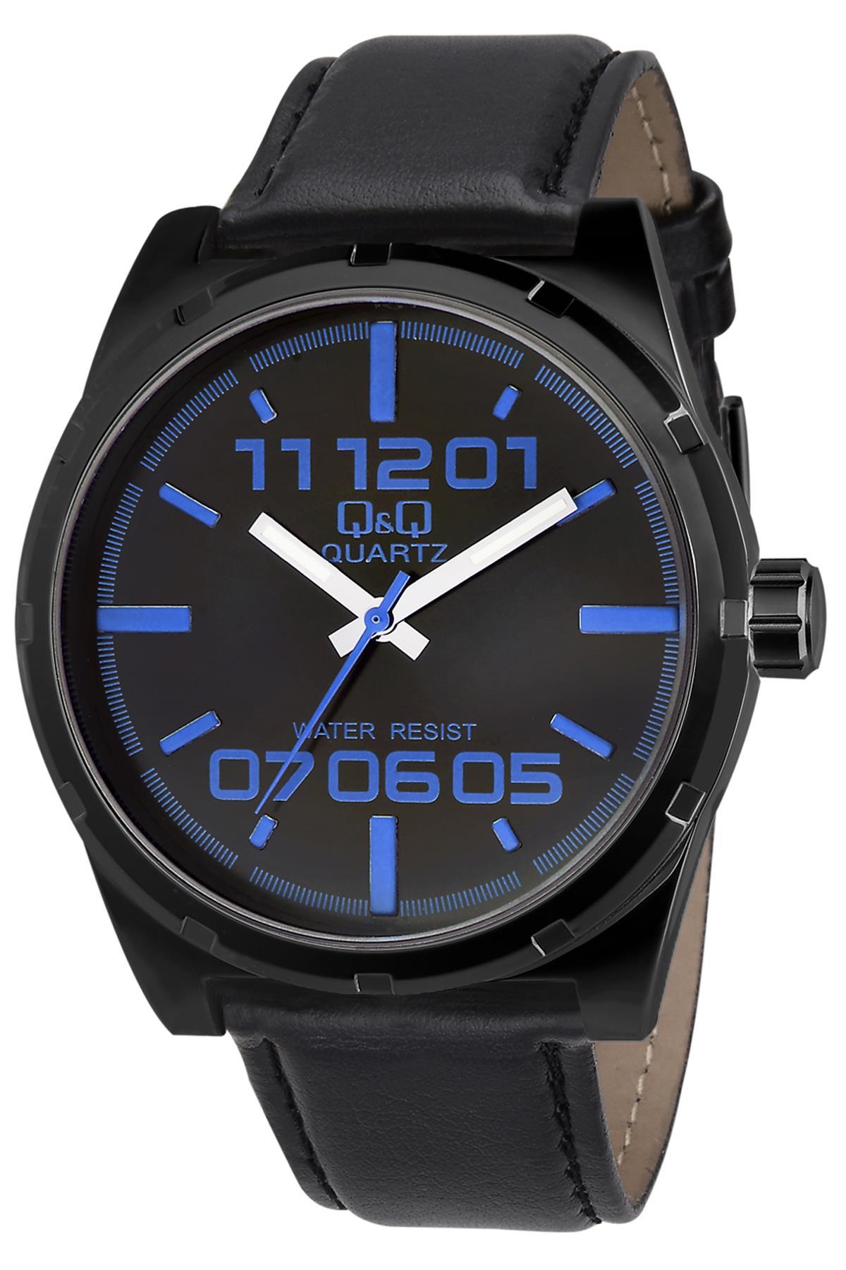 Q&Q 3B102 42 mm Siyah Deri Kordon Analog Erkek Kol Saati