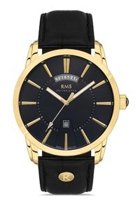 Romanson RMS.1.AG1107.09 Takvimli 45 mm Siyah Deri Kordon Analog Erkek Kol Saati